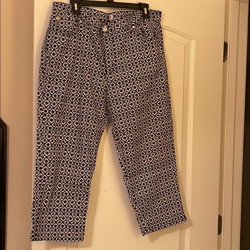 Print crop jeans
